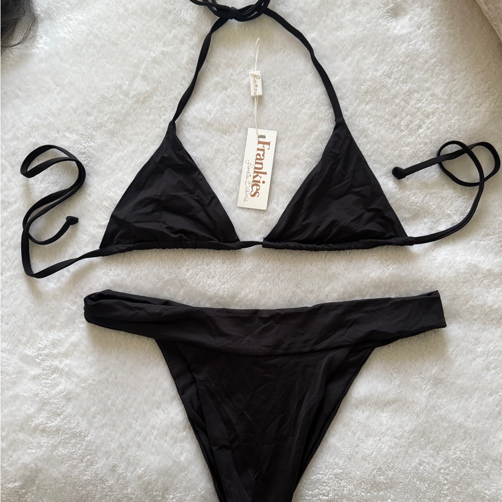 Frankie's Bikinis Nick Black Triangle Bikini Set